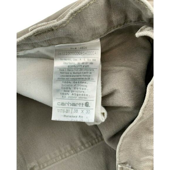 Carhartt Washed Duck Pants Mens Size 38X30 Relaxed Fit Padded Knee Pockets Khaki - Picture 10 of 10